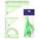 Drawing set 4 objects (ruler 15 cm, square 30 °/ 60 °, 10 cm; square 45 °/ 45 °, 8 cm; transporter 180 °, 9 cm), transparent green