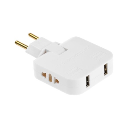 The tee is flat, rotary, 2 outlets, 10a, 2 USB, without salary, white-1