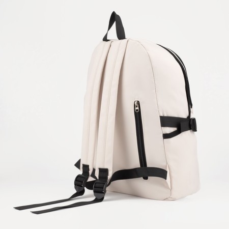 Young backpack from textiles on lightning, 2 pockets, beige color-1