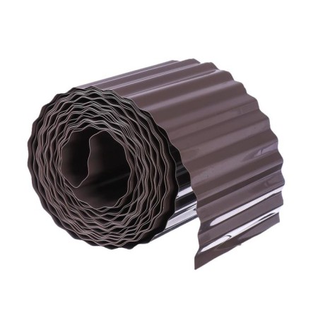 Border tape, 0.15 × 9 m, thickness 0.6 mm, plastic, corrugation, dark brown, Greengo-5
