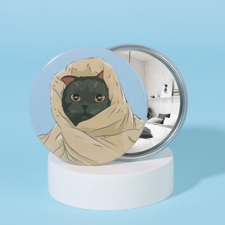 Pocket mirror "cat", d = 7 cm, multi -colored-1
