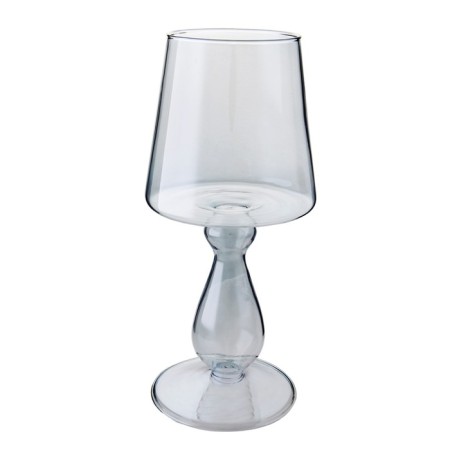 Decorative candlestick made of colored glass, 11 × 11 × 25.5 cm, blue color-1