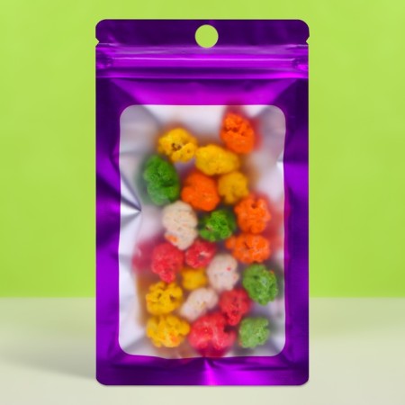 SIP-LOK package with a window, with euroslot, purple, 8 x 12 cm
