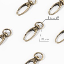 Metal carbine, 38 × 12 mm / 10 × 1 mm, 6 pcs, bronze color