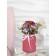Fantasy flower composition in a glass vase, 11 × 11 × 25 cm, pink color