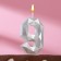 Candle in the cake on the skewer "polyhedron", the number 9, 7 cm, silver