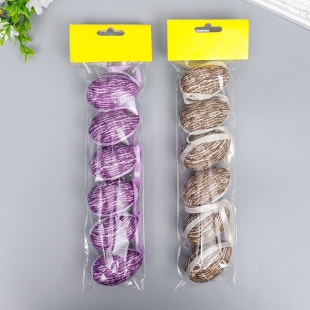 Decor Easter suspension "Strip egg" set 6 pcs mix 6x4 cm