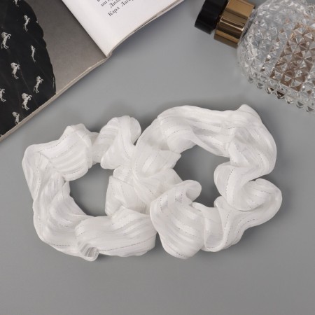Hair elastic band "Orbit" (set 2 pcs) Ariadne strip shine, 9 cm, white-1
