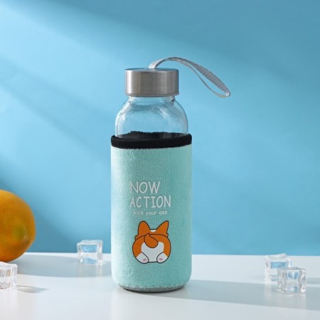 A glass bottle in the Action case, 300 ml, h = 17 cm, MIX drawing-4