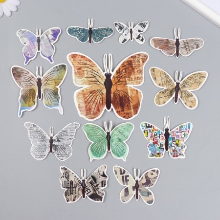 Butterflies cardboard "newspaper" set 12 pcs h = 4-10 cm on magnet-2