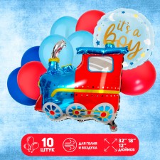 A set of balls “Steam for a boy”, latex, foil, 10 pcs.