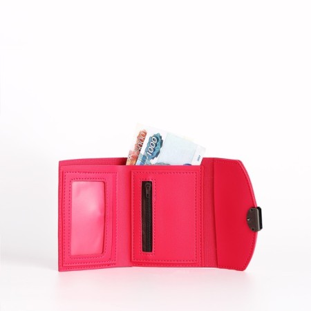 Women's wallet on the button, pink color-4