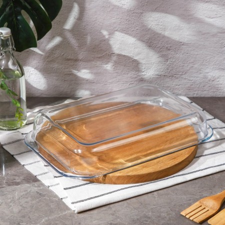 Form for baking and baking of heat -resistant glass rectangular shares, 3 l, 39 × 24 × 6 cm-2