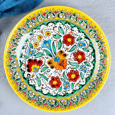 Largan Rishtan ceramics "Turkish pattern", 25 cm, yellow-1