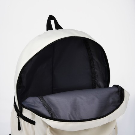 School backpack from textiles with a zipper, 3 pockets, wallet, white color-6