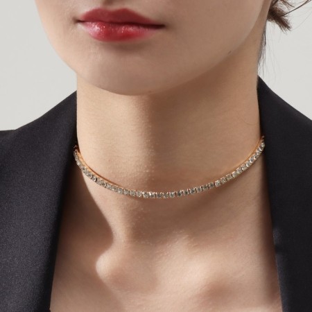 Necklace "ice", 1 row, white color in gold, 35 cm-2