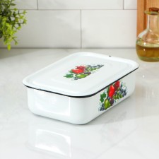 Metal container with a lid, 1.5 l, neckline Mix, white color