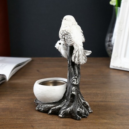 Souvenir Polystone SPRISE "Three white sparrows on a snag" 17.5x12x7 cm-3