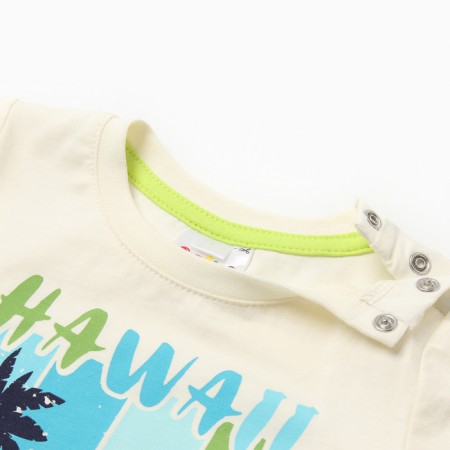 Set for a boy (T -shirt/shorts), milk/light green color, height 92 cm-1