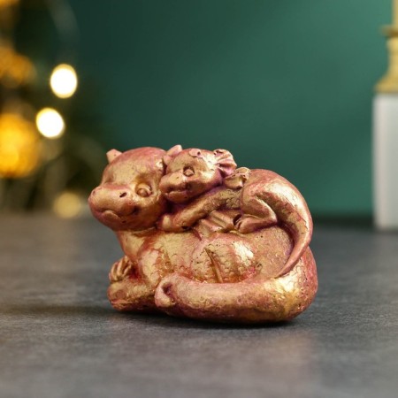 Figure "Mom and Dragon" burgundy with gilding, 8x6x5cm-1