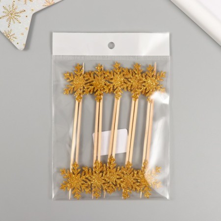 Decor for creativity "Yellow Snowflake", 11 cm (set 10 pcs)-5