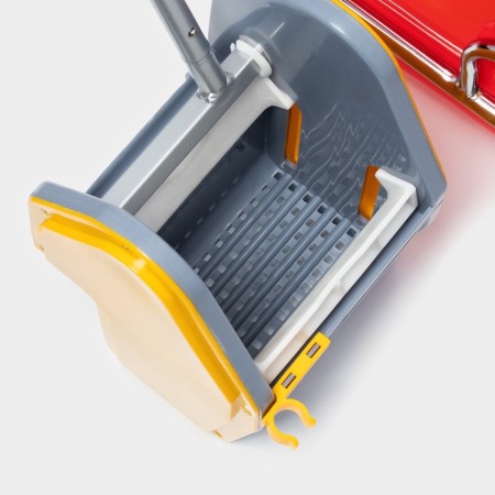The harvester is simultaneous with vertical and net, red bucket 25 liters, chrome frame-7