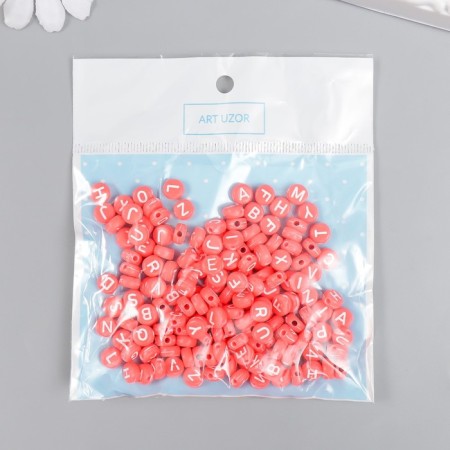 Beads for creativity plastic "English letters" Red set 20 grams 0.4x0.7x0.7 cm-2