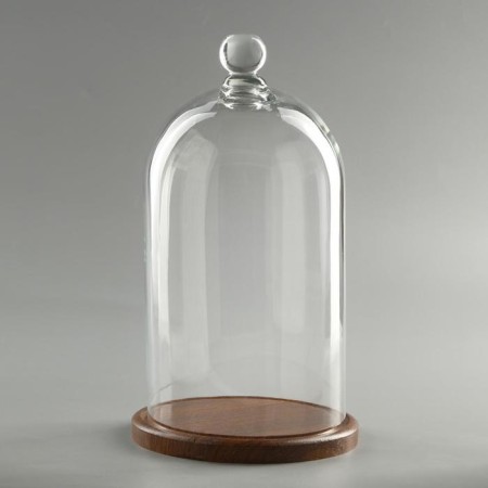 Glass dome-redflower with a ball on the stand "Rodrik", 29x15 cm, glass, brown