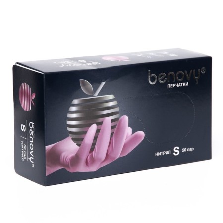 Benovy gloves nitrilic medical, pink 3.8 g S, 50 pairs. ,