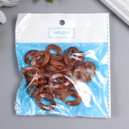 Decor for creativity plastic "Ring for the chain" marble Bezh set 25 pcs 2.3x1.65 cm-3