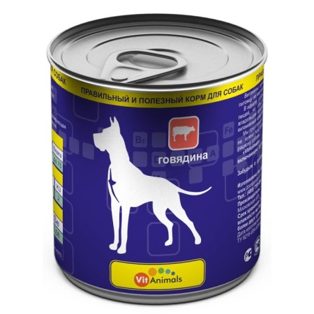 Canned vehicles Vitanimals for dogs, beef, 750 g.