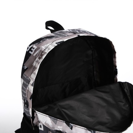 School backpack from textiles on a zipper, 3 pockets, black/gray color-5