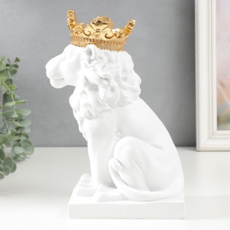 Souvenir Polystone SPRAGE "White Leo in the Golden Crown" 24.5x14x11.5 cm-3