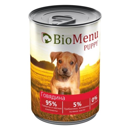 Canned food Biomenu Puppy for puppies Beef 95%-mimo, 410g