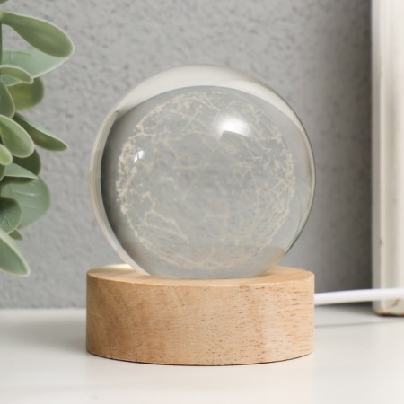 Souvenir glass backlight "Ball of constellations" d = 6 cm stand wood, usb 6.5x6.5x7.5 cm-3