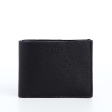 Male purse without fastening, department for cards, coins, black color