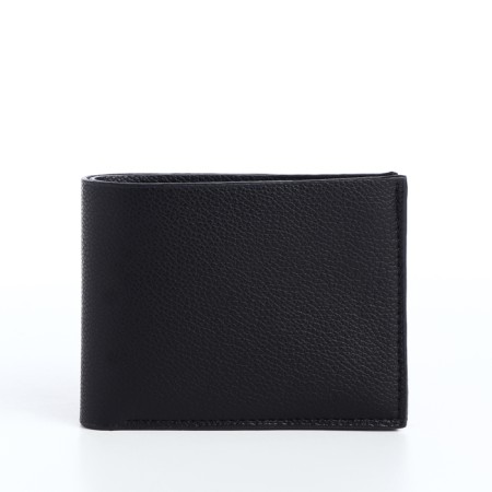 Male purse without fastening, department for cards, coins, black color