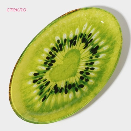 Glass Soldier Oval Dula "Romantic Kiwi", 24.5 × 15 cm, green color-1