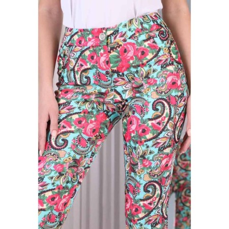 Female trousers, size 46, turquoise color-7
