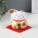 Souvenir Ceramics "Cat Mani-Neko with fan" Gold 8x8x8.5 cm