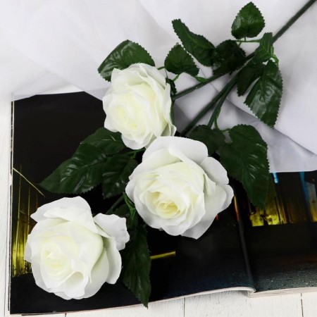 Artificial flowers "Rosa Jeanne" 10x61 cm, white