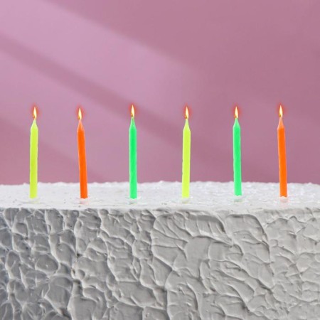 Candles in the cake "Color", 6 cm, classic, set 10 pcs-5