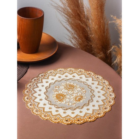 Openwork napkin for the table "Bouquet", d = 30 cm, color gold