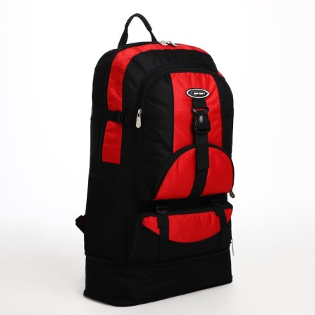 Tourist backpack on lightning, 5 outer pockets, black/red color-3