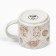 Ceramic mug with a lid and spoon "Cacti", 470 ml, beige color