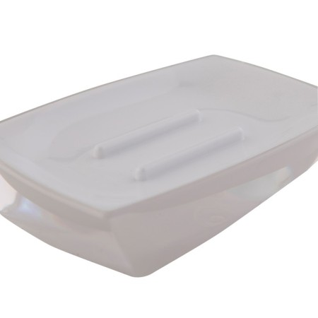 Axentia Graz soap dish square design of plastic, volume effect, white, 11.4x2.2x7.5 cm 1035169-1
