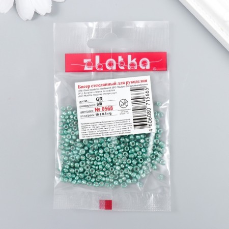 Beads "Zlatka" 08/0, 3 mm, 10 g 0568 Emerald-2