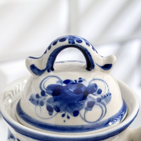 Kuzatoy kettle, gzhel, porcelain, 22x22 cm-3
