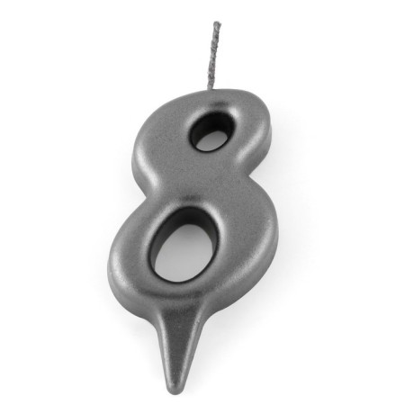 Candle in the oval cake, number 8, graphite, 5.5 cm-2