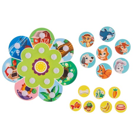 Puzzle. Training circle with Velcro "Who lives where and who eats what?"-4